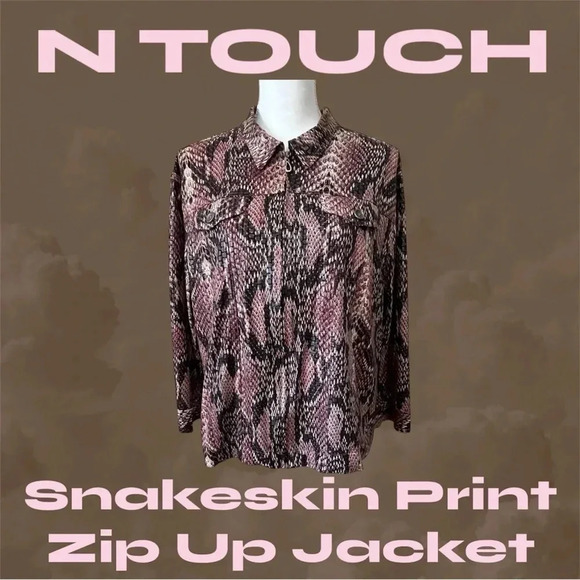 N Touch | Women’s Snakeskin Print Zip Up Jacket - Picture 1 of 4